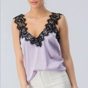 Lace-Trim Satin Camisole - Lavender